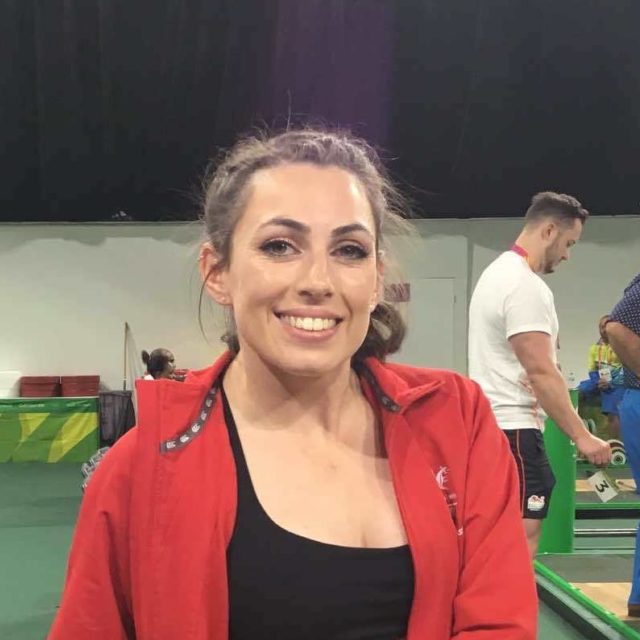 Hannah Powell in warm-up room at 2018 Commonwealth Games